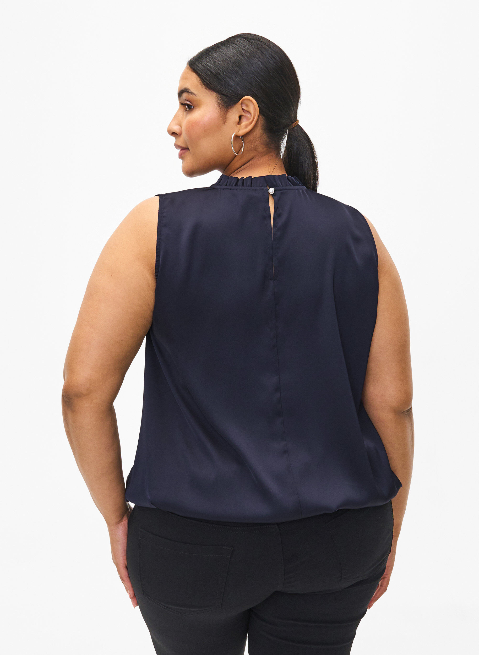 ZizziMouwloos feestelijk topje van satijn, Night Sky, Model image number 1