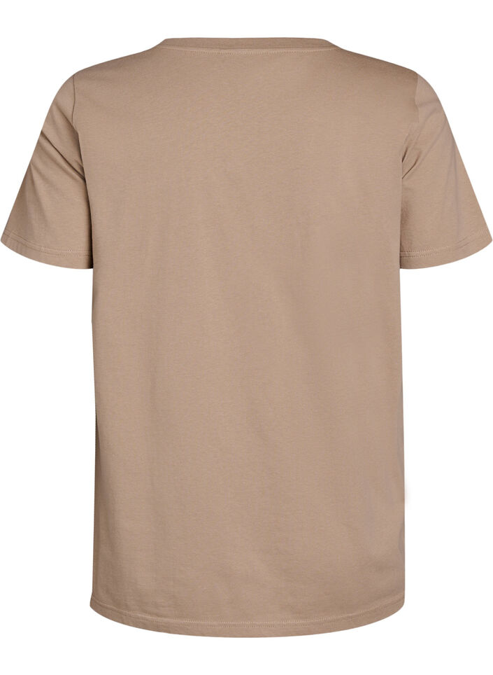 T-shirt avec détail imprimé floral, Beige, Packshot image number 1