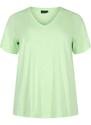 T-shirt basique à manches courtes et col en V, Paradise Green, Packshot image number 0