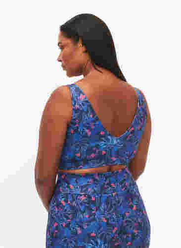 Soutien-gorge de sport avec imprimé, Blue Leaf AOP, Model image number 0