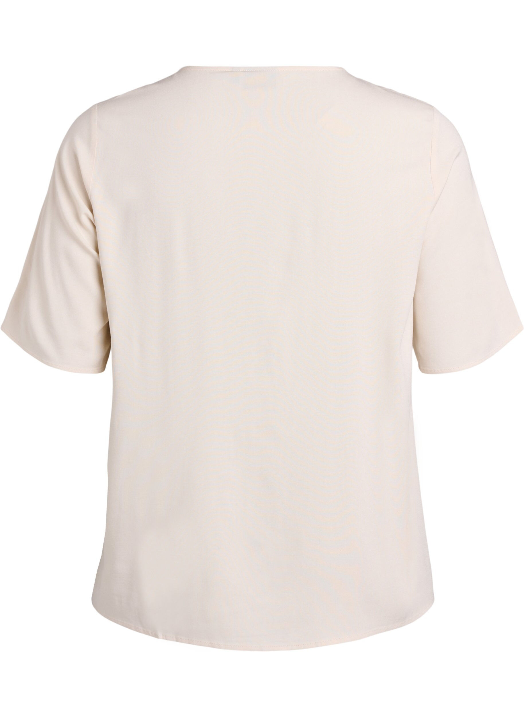 ZizziFLASH - Geweven blouse met korte mouwen en ronde hals, Beige, Packshot image number 1