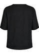 Blouse met korte mouwen, structuur en knoopsluiting, Zwart, Packshot image number 1