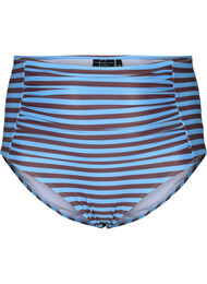Bas de bikini à taille haute avec des rayures, BlueBrown Stripe AOP, Packshot