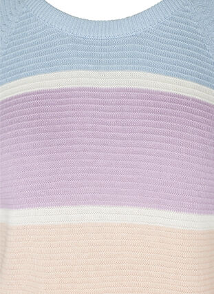 Pull en tricot à manches longues avec bloques de couleurs, Chambray Blue Comb, Packshot image number 2