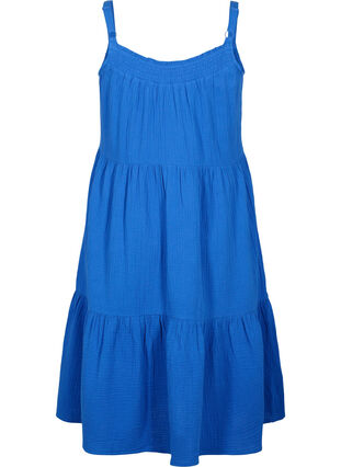 Effen katoenen jurk met bandjes, Victoria blue, Packshot image number 1