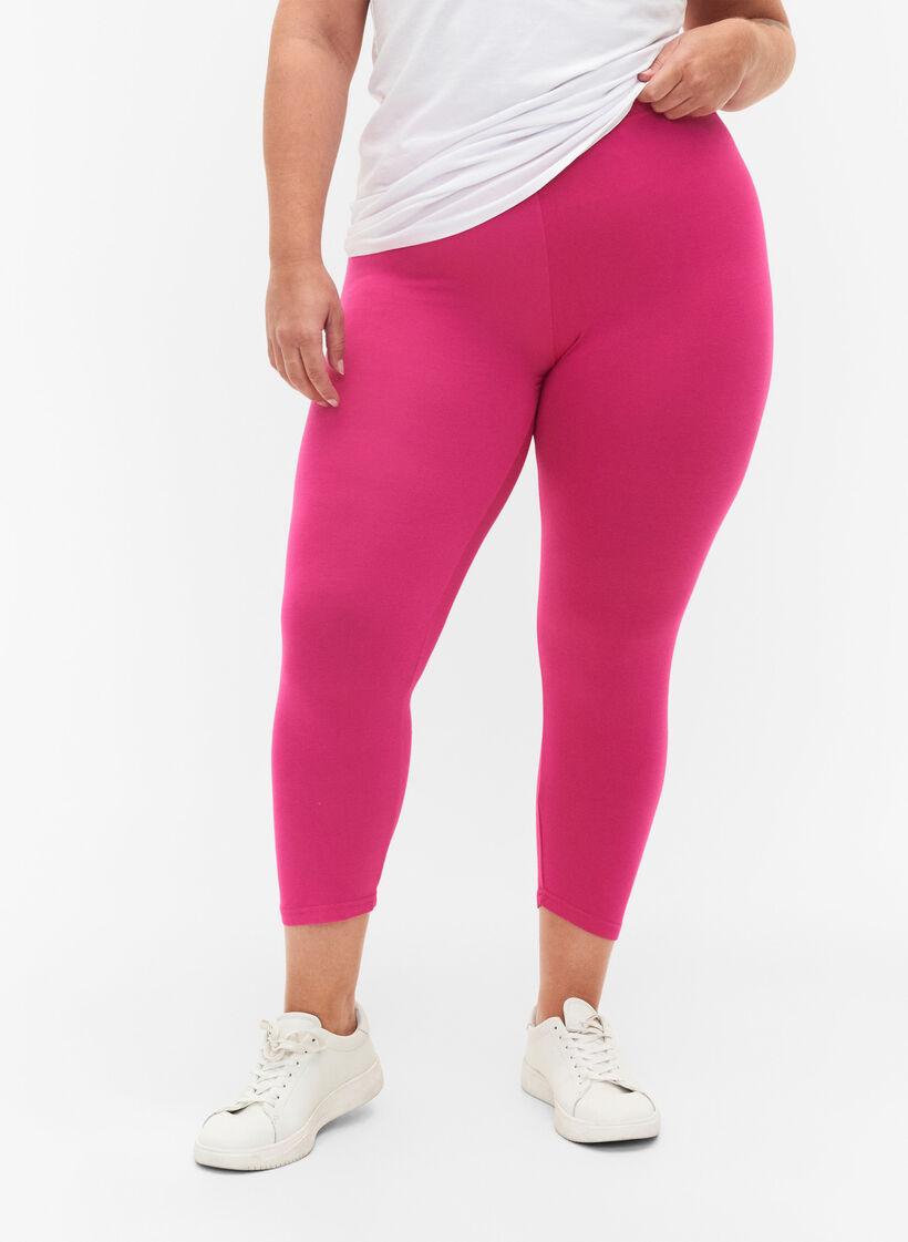 Leggings basiques longueur 3/4 en viscose, Rose, Model image number 0