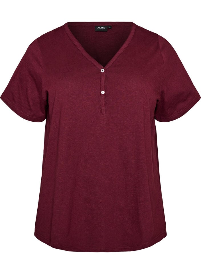 T-shirt dot&eacute; de boutons, Bordeaux fonc&eacute;, Packshot image number 0