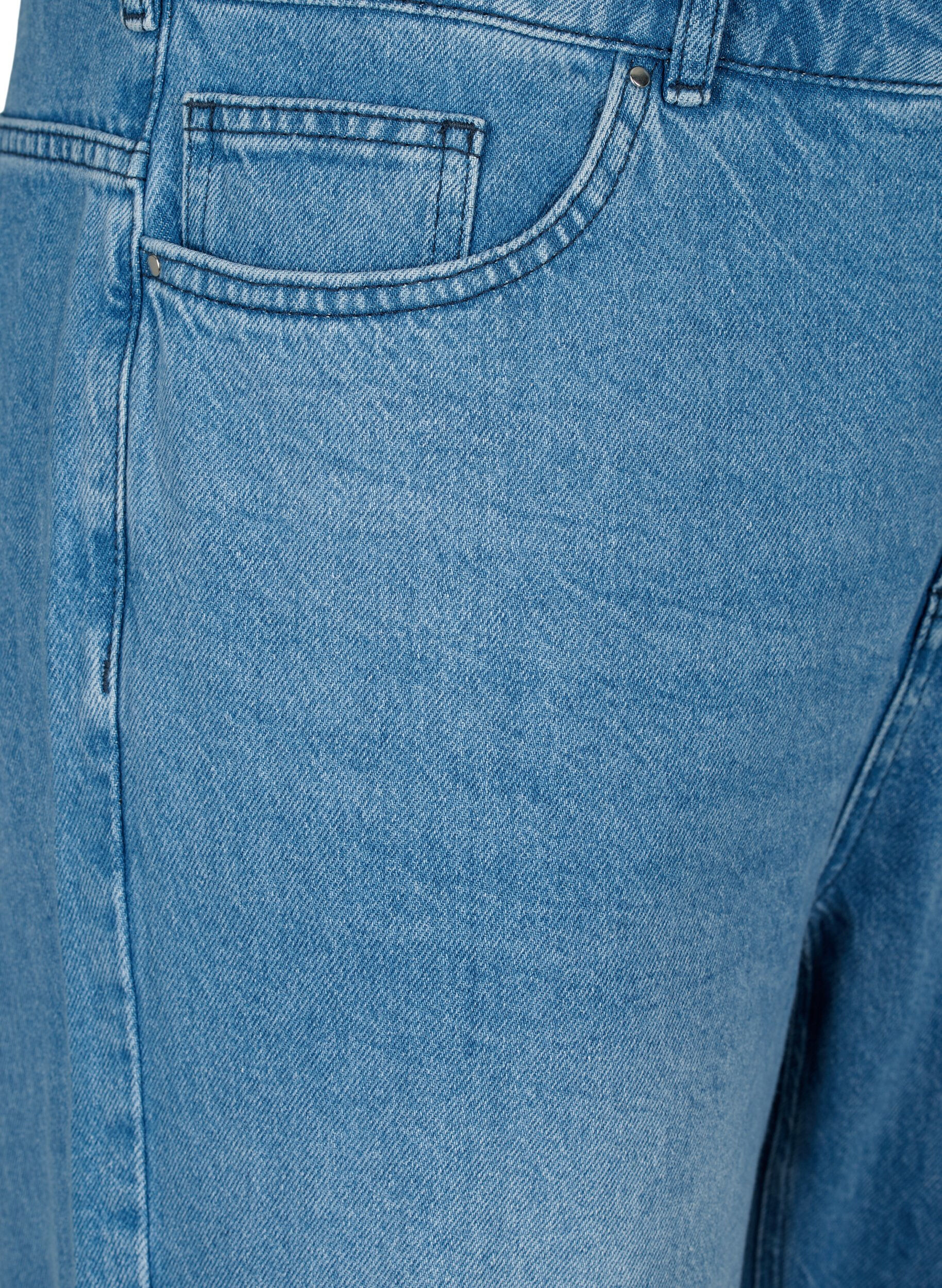 ZizziJeans met rechte pijp en rafels, Medium Blue, Packshot image number 2
