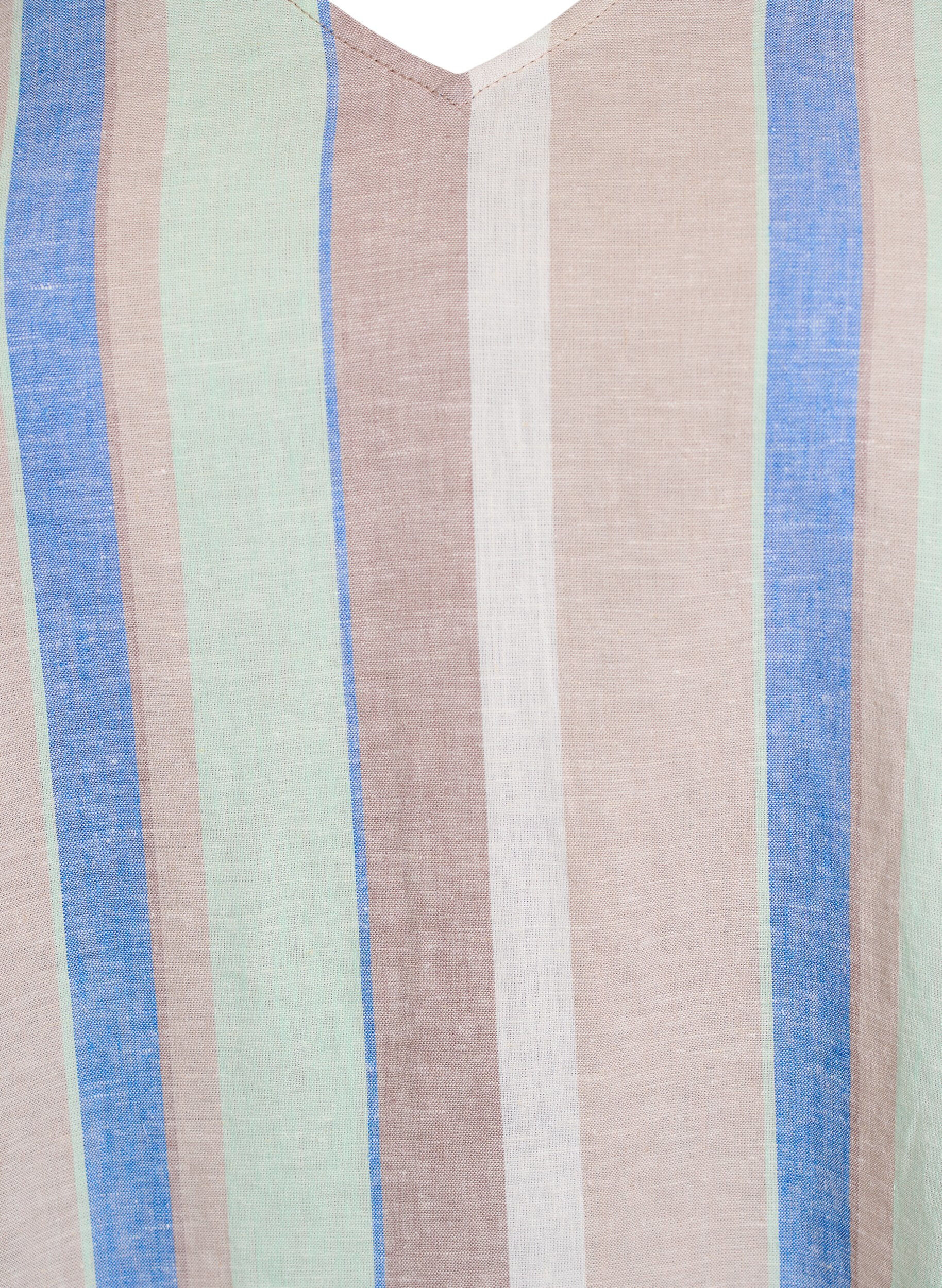 ZizziRobes courtes en lin et viscose &agrave; manches 3/4, Bleu, Packshot image number 2