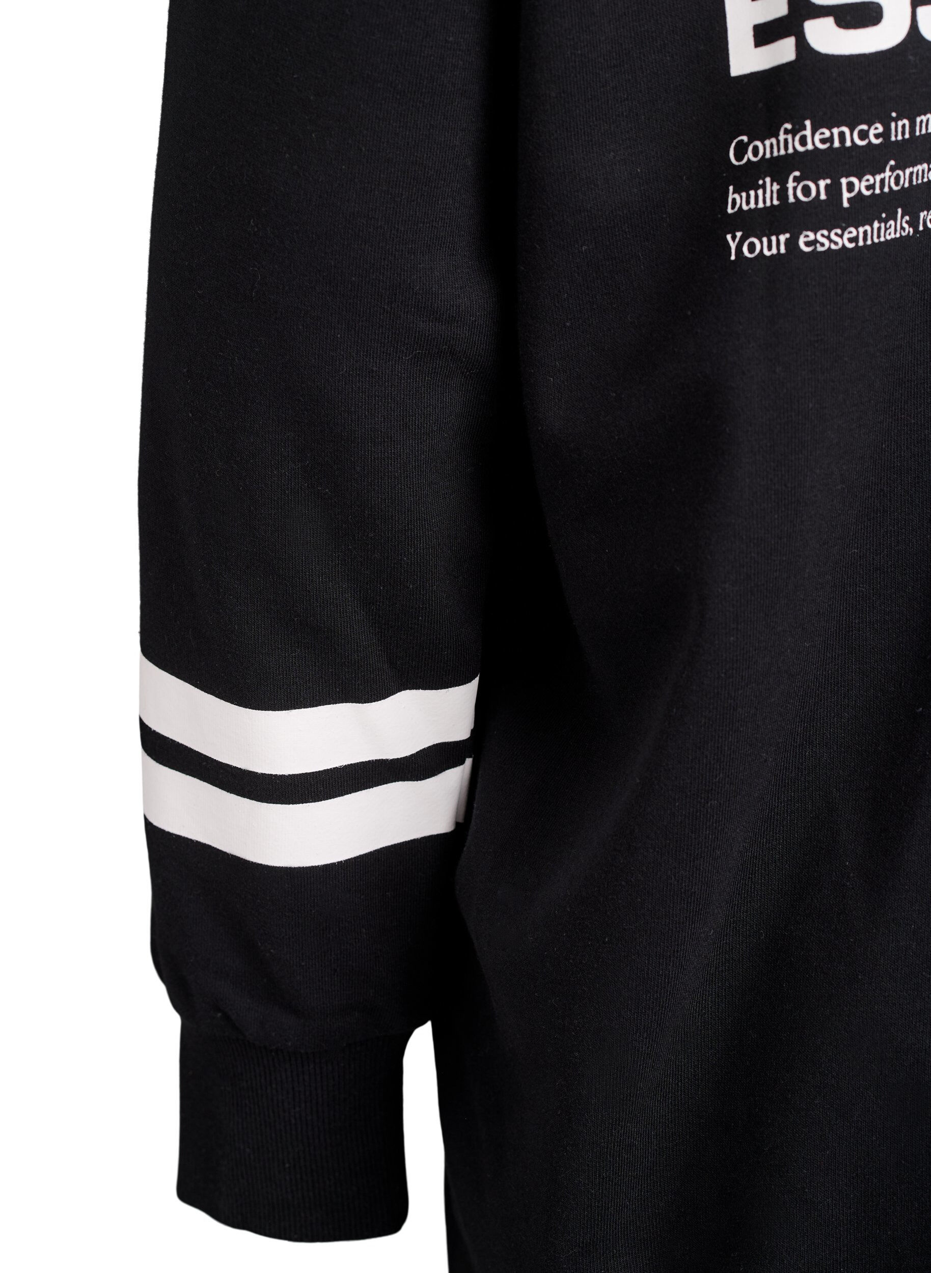 ZizziLange sweatvest met printdetails, Zwart, Packshot image number 4