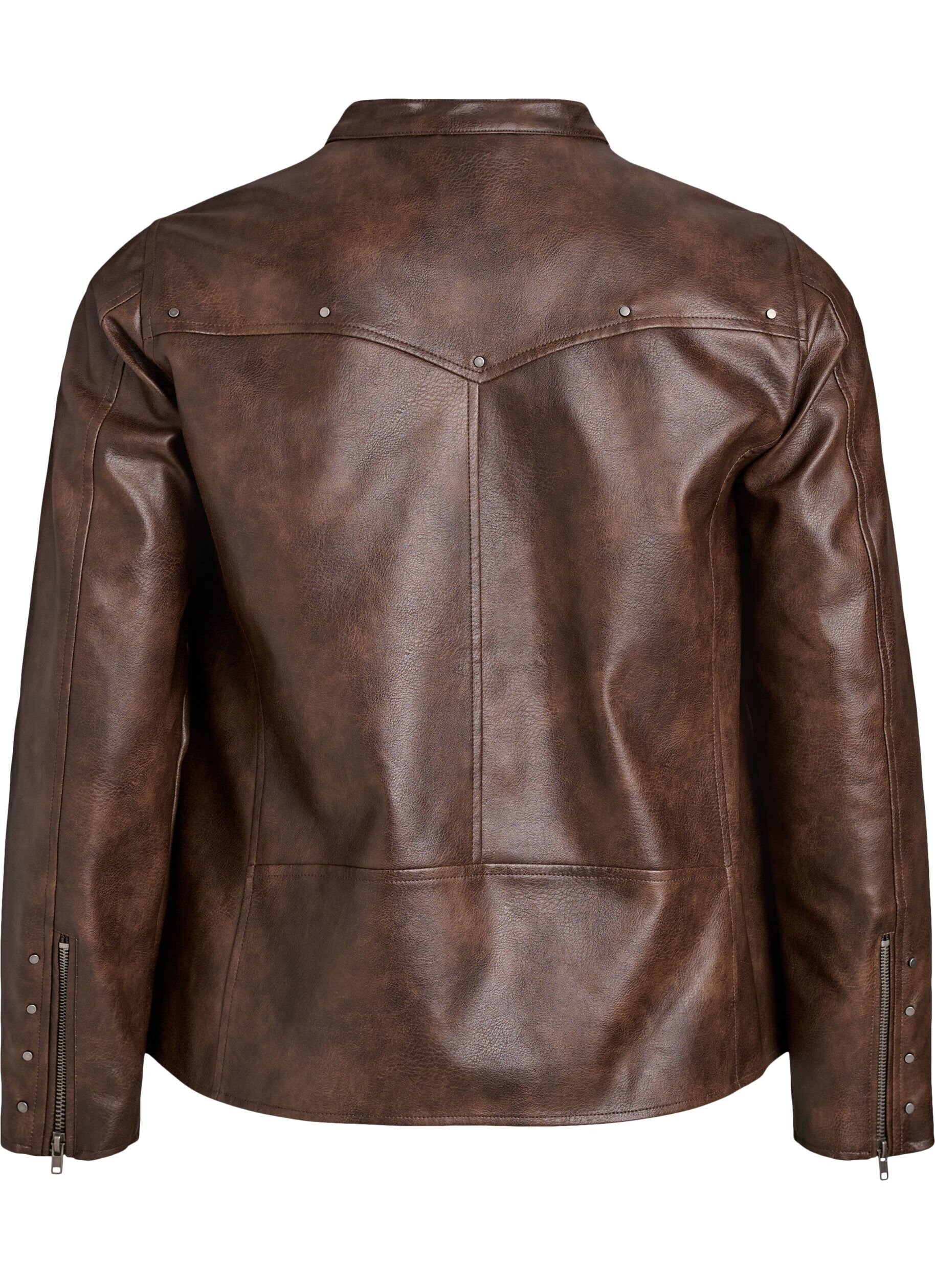 Zizzi Veste en similicuir avec clous et poches, Marron, Packshot image number 1