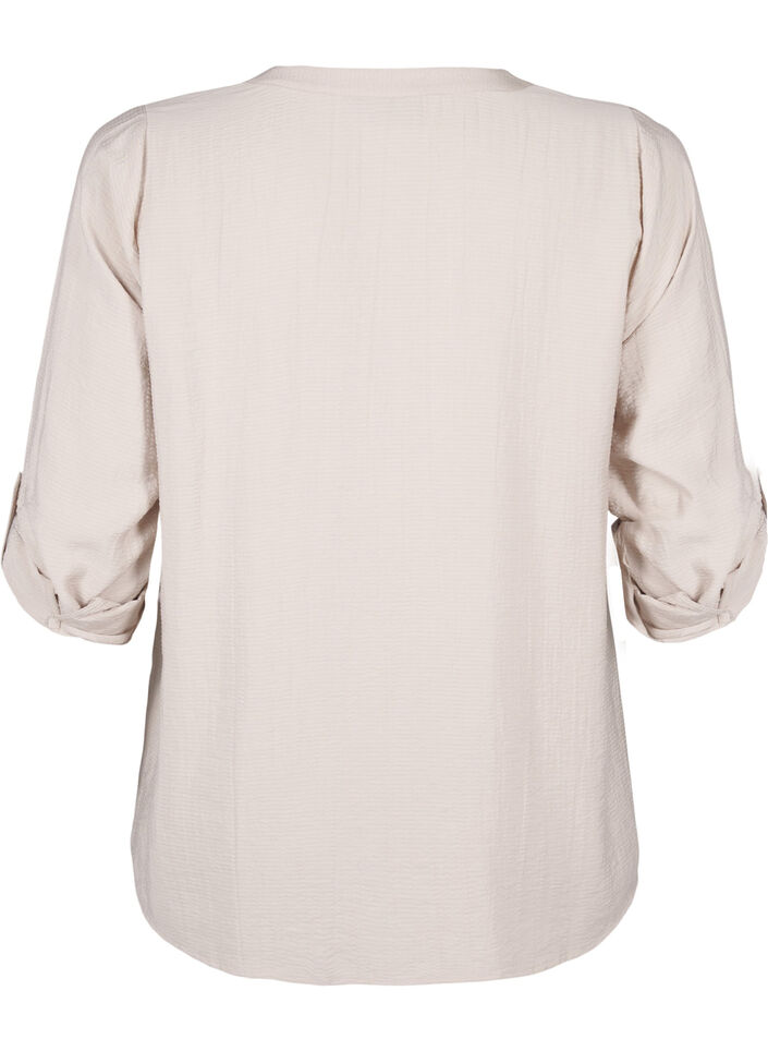Viscose overhemd blouse met driekwart mouwen., Chateau Gray, Packshot image number 1