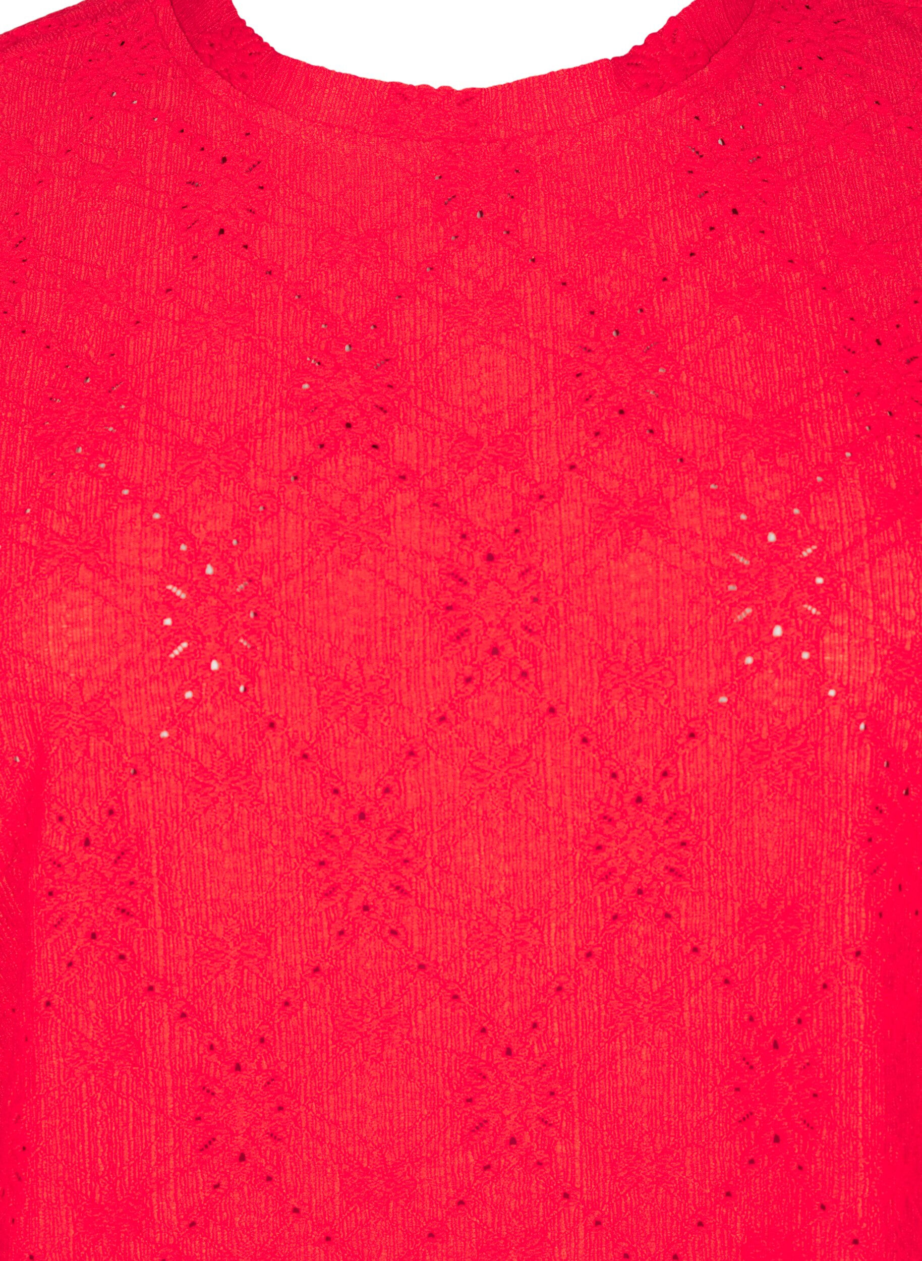 ZizziBlouse met korte mouwen en bloemenborduursel, Flame Scarlet, Packshot image number 2