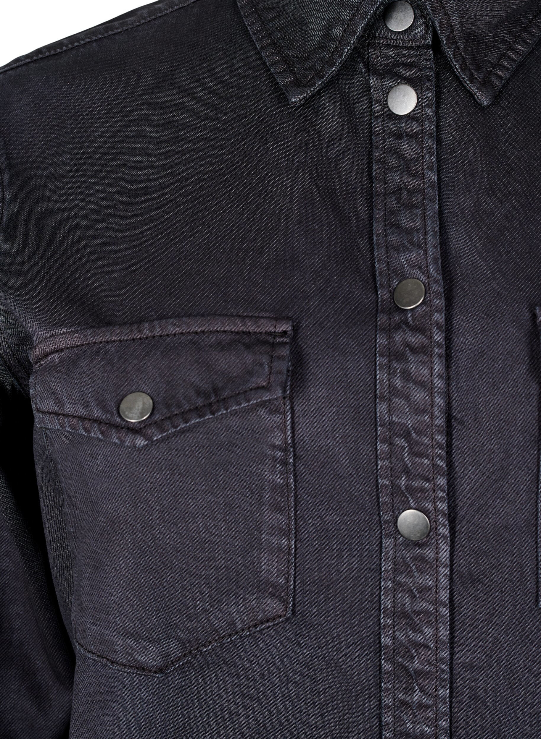Zizzi Chemise en jean avec poches poitrine, Noir, Packshot image number 2