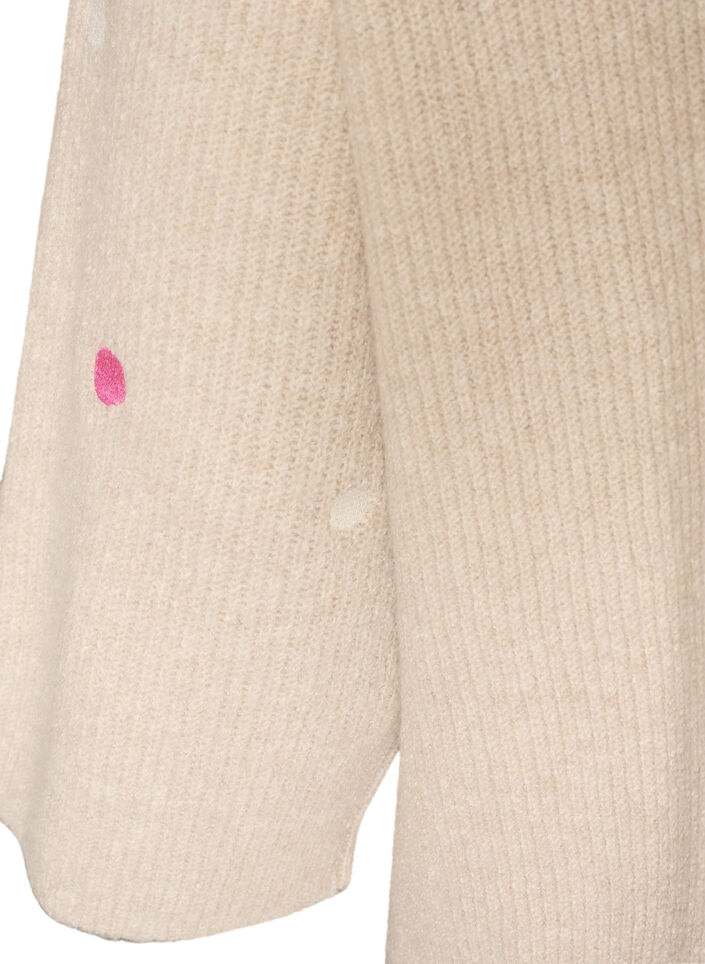 Blouse en maille avec de petits motifs brod&eacute;s, Beige, Packshot image number 3