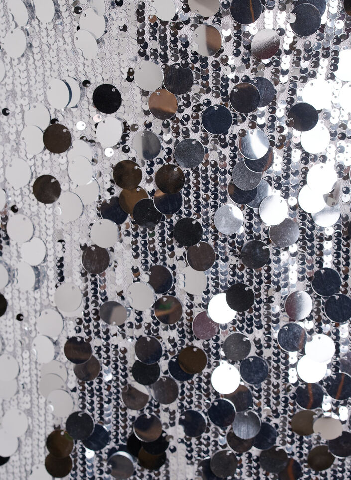 Korte paillettenrok met elastische tailleband, Zilver, Packshot image number 2