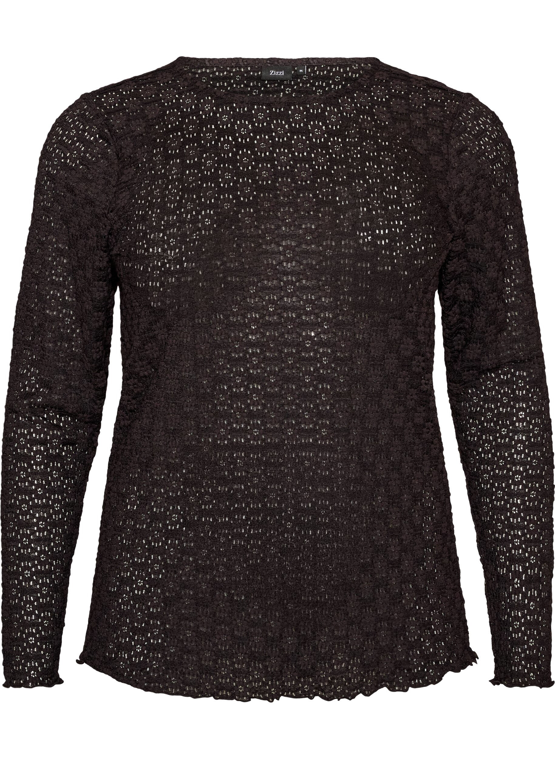 Blouse met ajourpatroon en lange mouwen