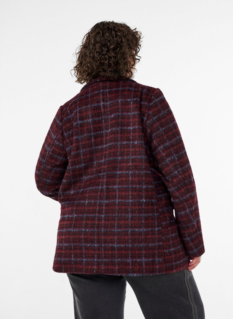 Geruit jasje met zakken, Rood, Model