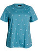 T-shirt in biologisch katoen met geborduurde motieven, Blauw, Packshot image number 0