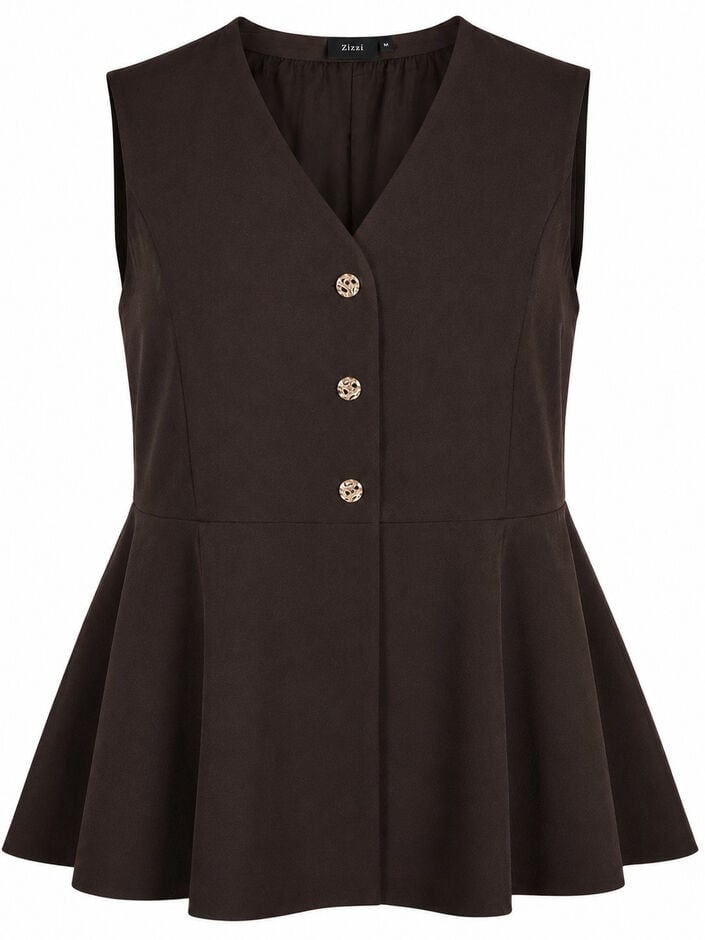 Gilet &agrave; fines rayures avec basque, Marron, Packshot image number 0