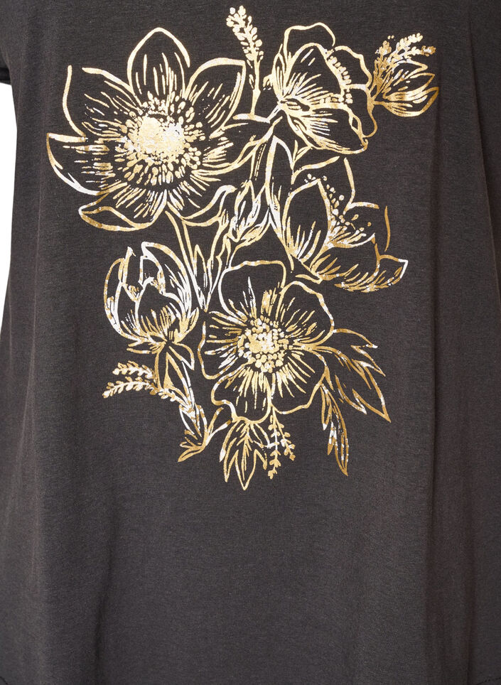 T-shirt en coton avec imprim&eacute; dor&eacute;, Gris anthracite, Packshot image number 2