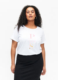 T-shirt en coton avec imprimé texte, B. White w. Paris, Model