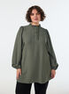 Viscose tuniek met ruches en knopen, Groen, Model image number 0