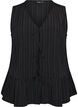 Mouwloze blouse met textuur en een striksluiting, Zwart, Packshot image number 0