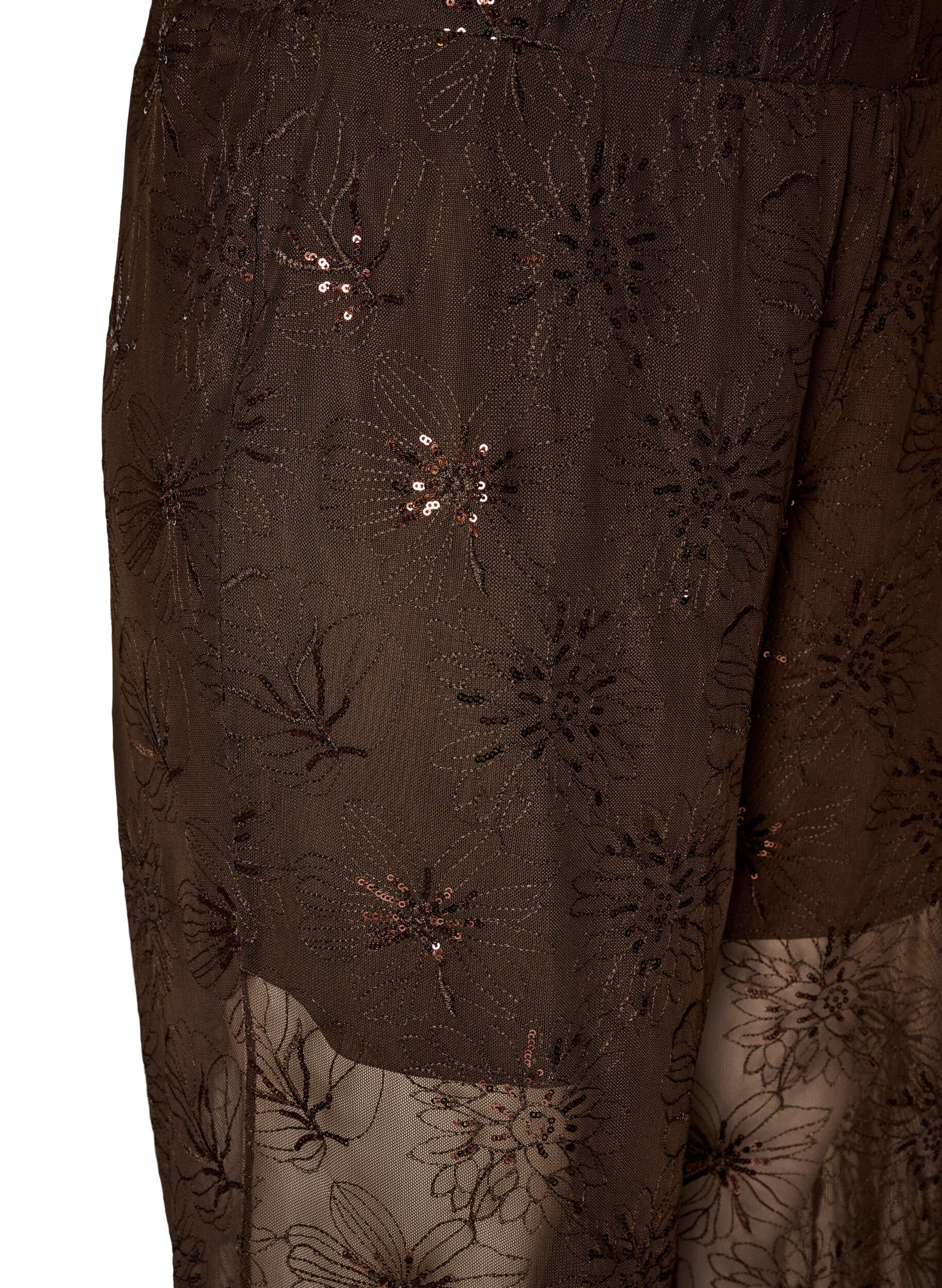 ZizziPantalon en maille avec broderies florales et sequins, Marron, Packshot image number 2