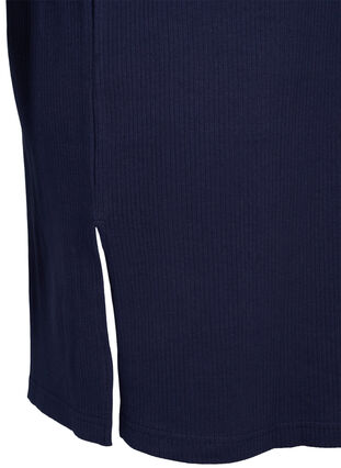 Katoenen jurk met korte mouwen in rib, Navy Blazer, Packshot image number 3