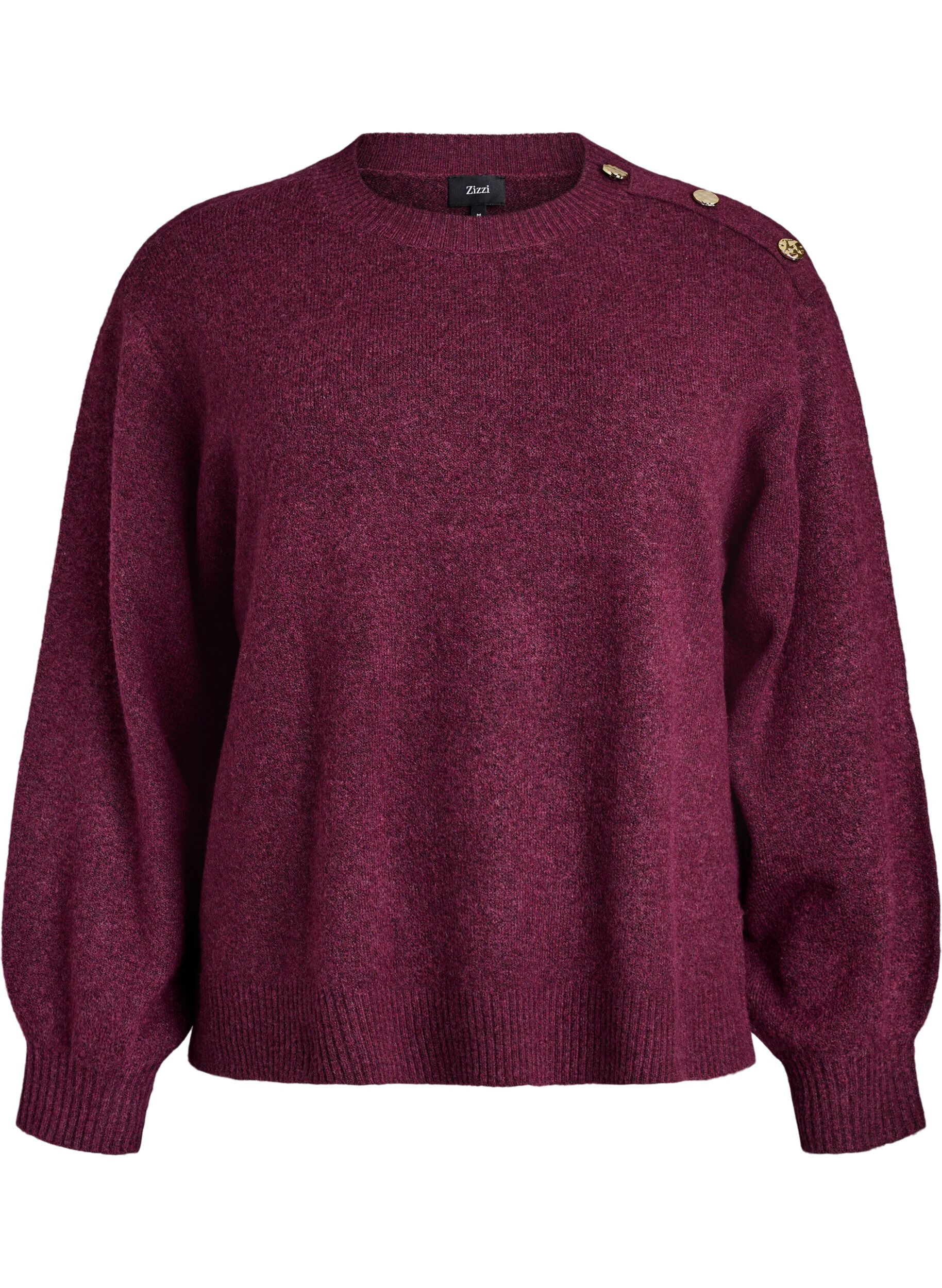 ZizziBreisel blouse met knoopdetail, Donker Bordeaux, Packshot image number 0