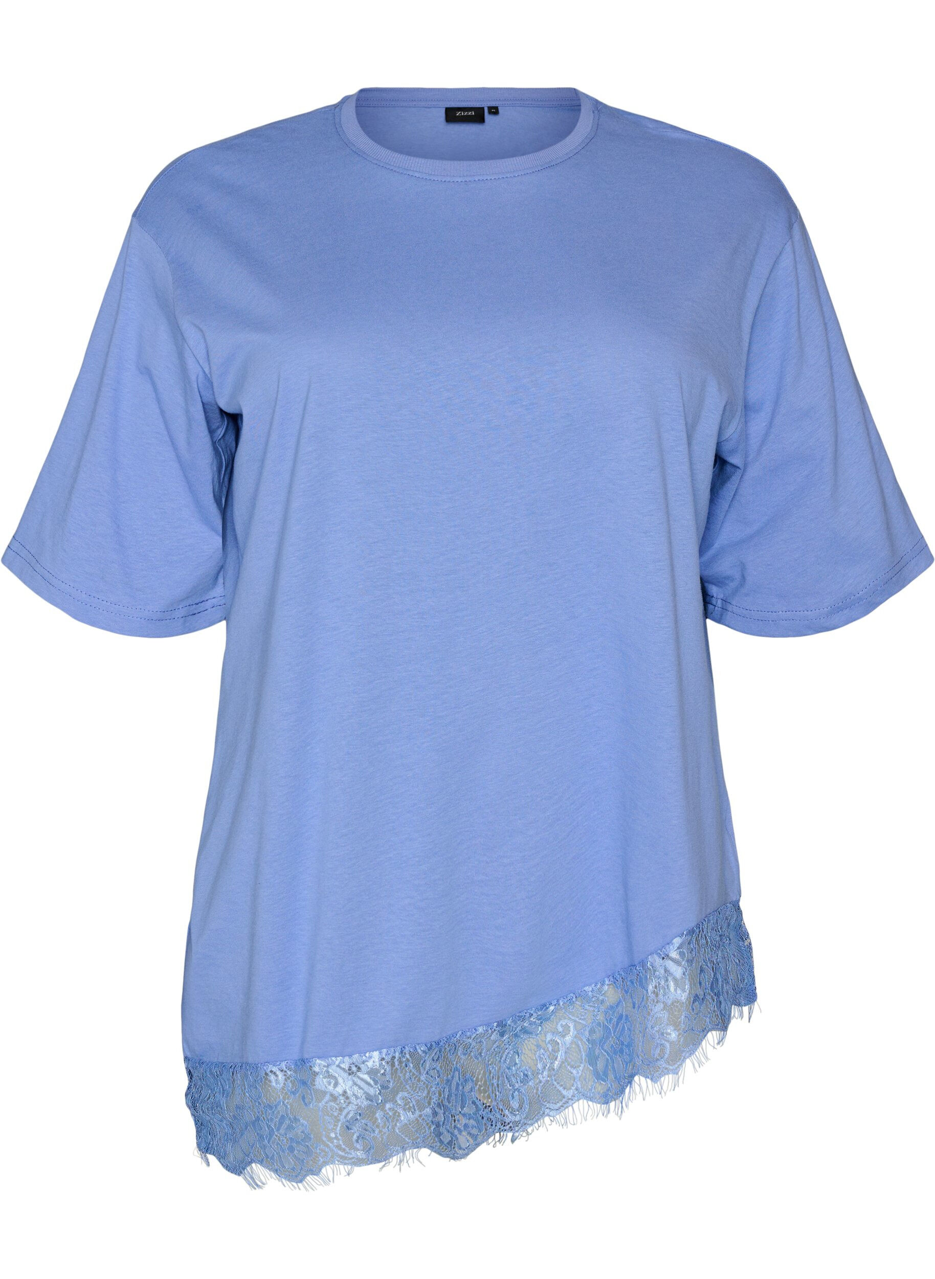 T-shirt met asymmetrische kanten zoom