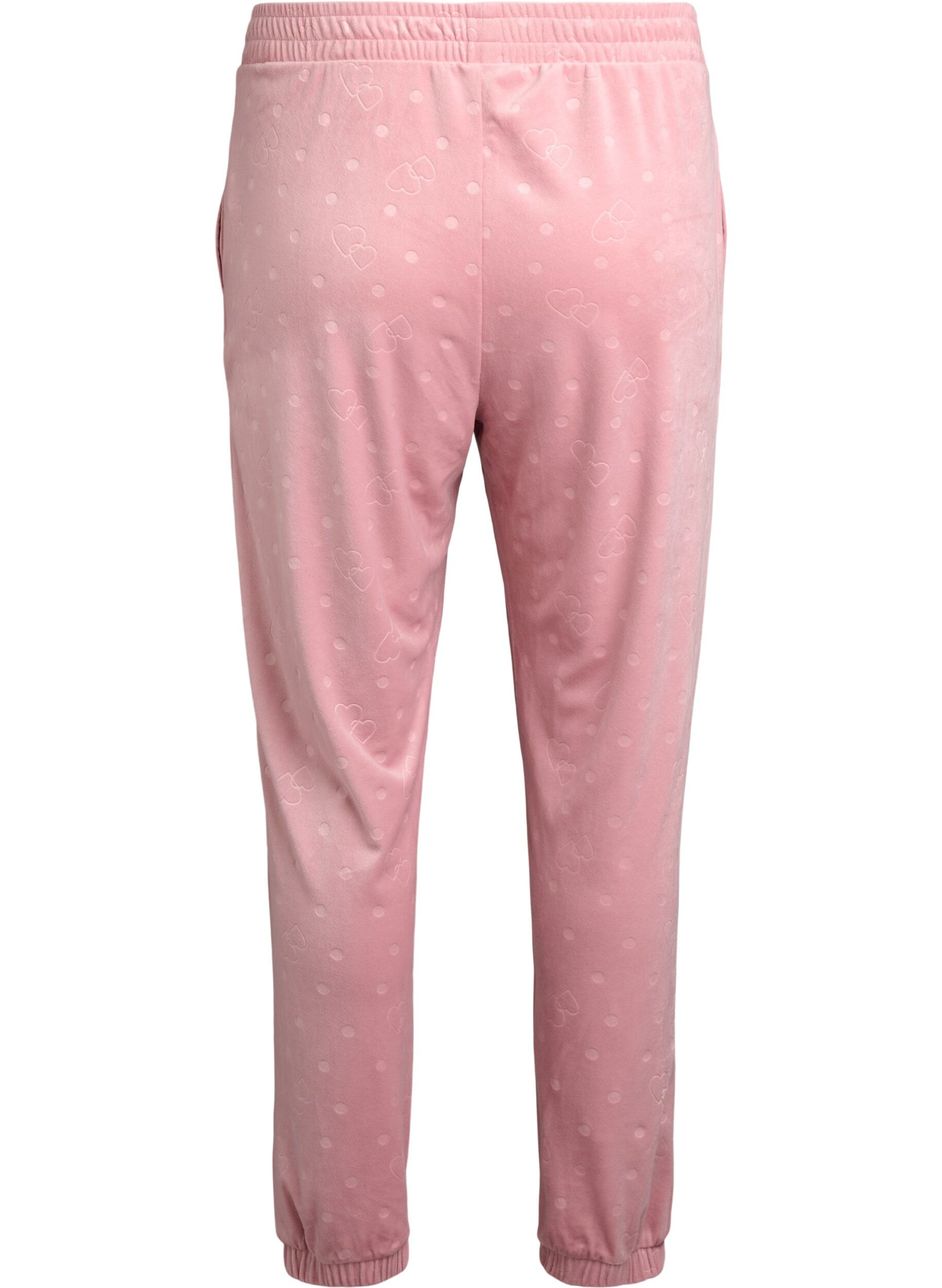 ZizziVelours broek met ingebosd patroon, Roze, Packshot image number 1