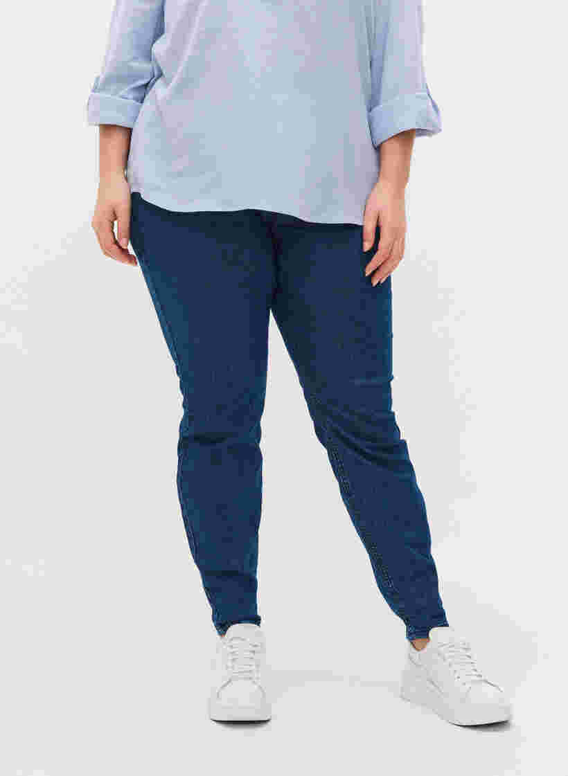 Jegging avec poches arrière en coton mélangé, Dark blue, Model image number 2