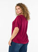 Blouse avec empi&egrave;cement en dentelle et manches ballon, Rouge, Model image number 2