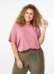 FLASH - Geweven blouse met korte mouwen en ronde hals, Roze, Model image number 0