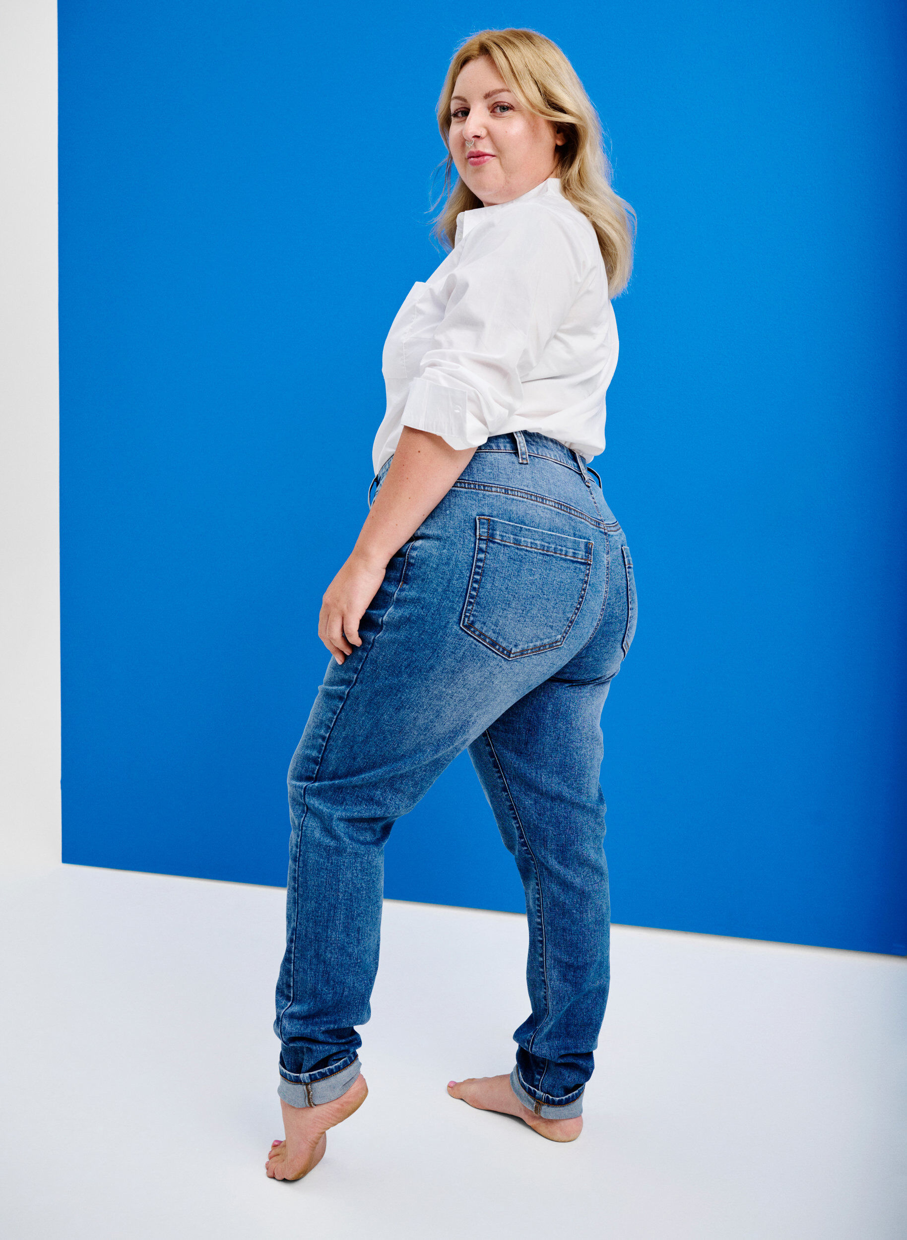 ZizziAmy jeans met een hoge taille en super slanke pasvorm, Blauw, Image image number 0