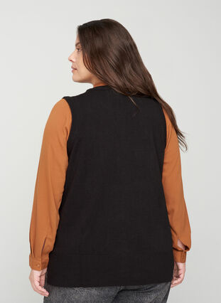 Gilet tricoté avec fente, Black, Model image number 1