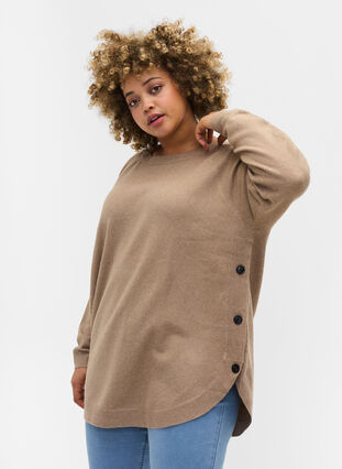 Pull en tricot avec des boutons, Silver Min Mel., Model image number 0