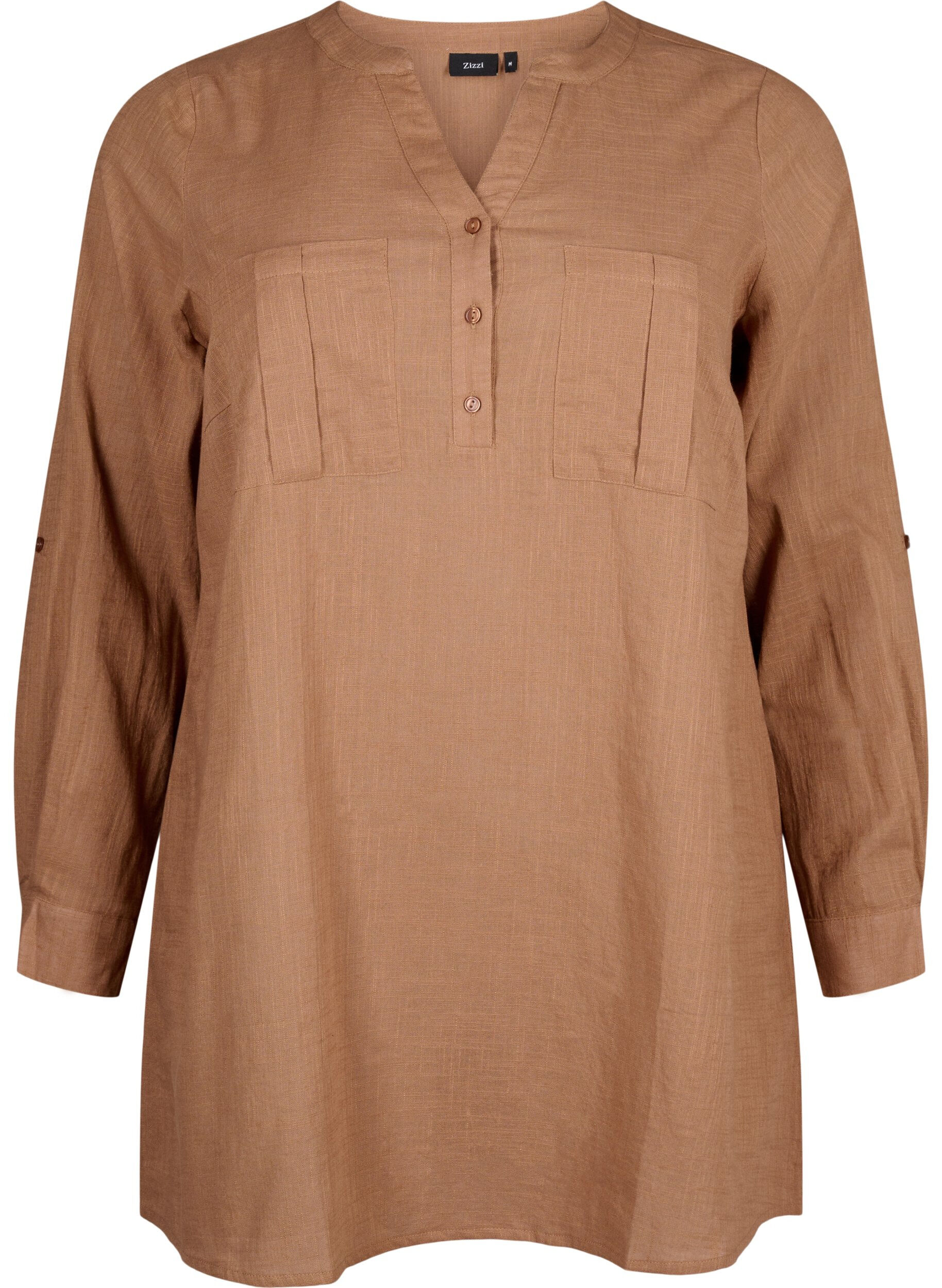 ZizziKatoenen tuniek met 3/4 mouwen, Coca Mocha, Packshot image number 0