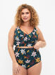 Bas de bikini taille extra haute avec imprimé floral, Vert, Model image number 0