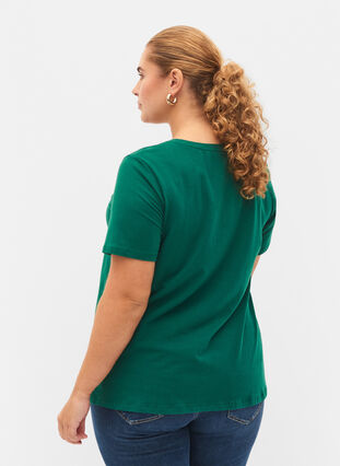T-shirt en coton uni basique, Evergreen, Model image number 1