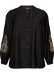 Chemise en viscose avec manches brod&eacute;es, Noir, Packshot image number 0
