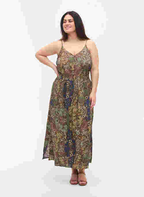 Mouwloze viscose midi-jurk met paisley print