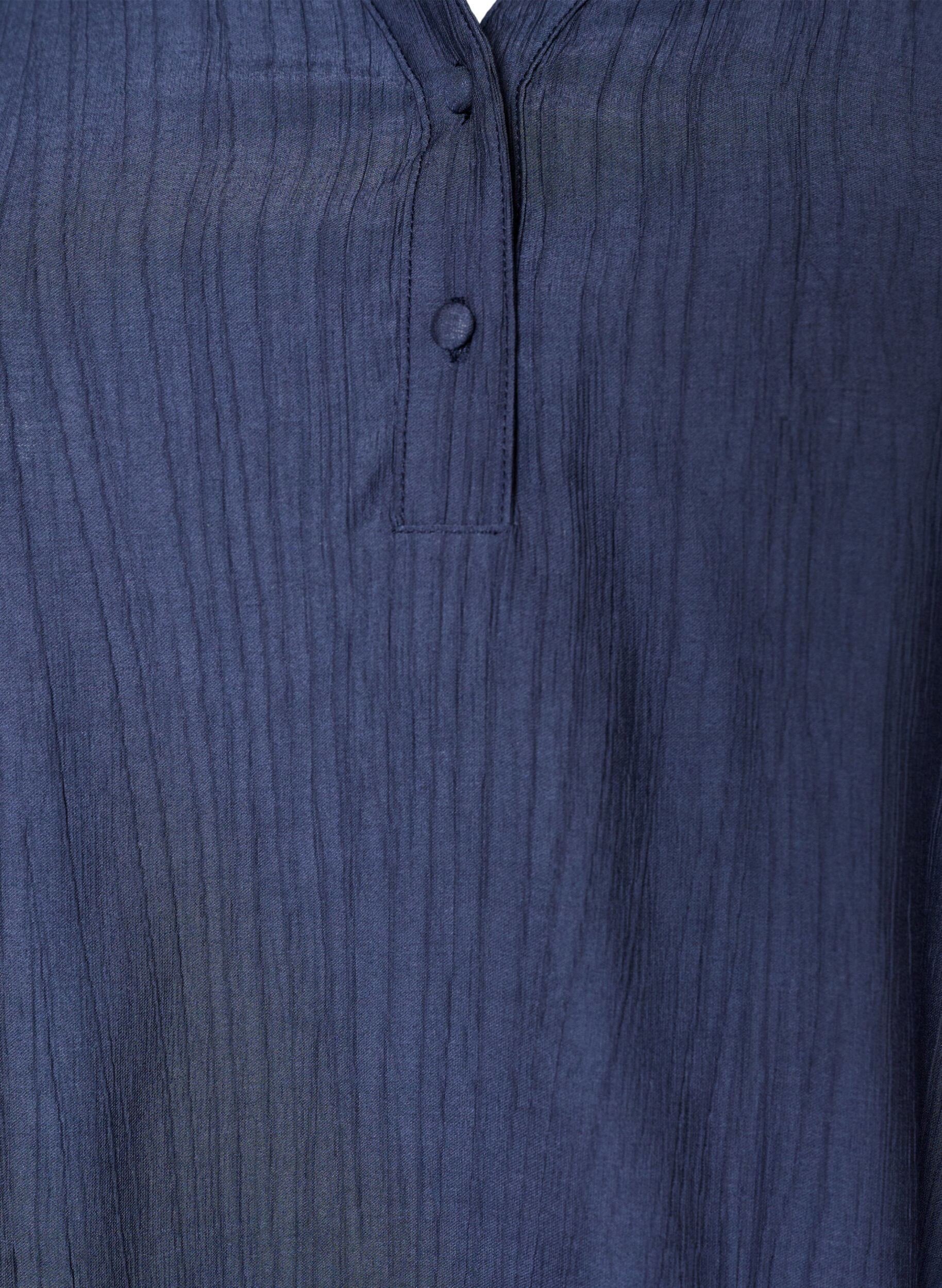 ZizziBlouse en m&eacute;lange de viscose froiss&eacute; avec un col en V, Bleu, Packshot image number 2