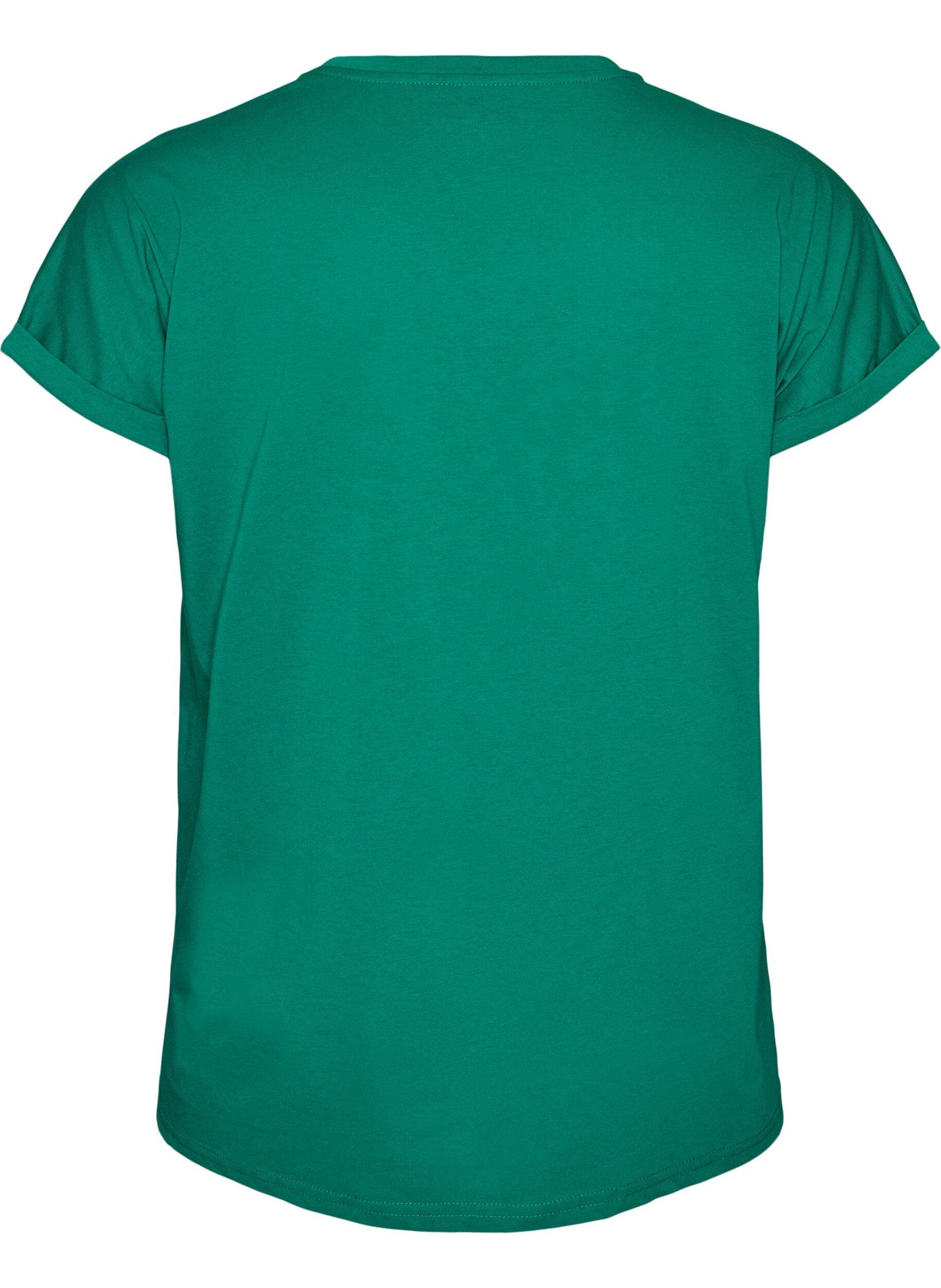 ZizziT-shirt met korte mouwen van katoenmix, Groen, Packshot image number 1