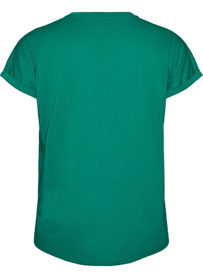 T-shirt met korte mouwen van katoenmix, Groen, Packshot image number 1