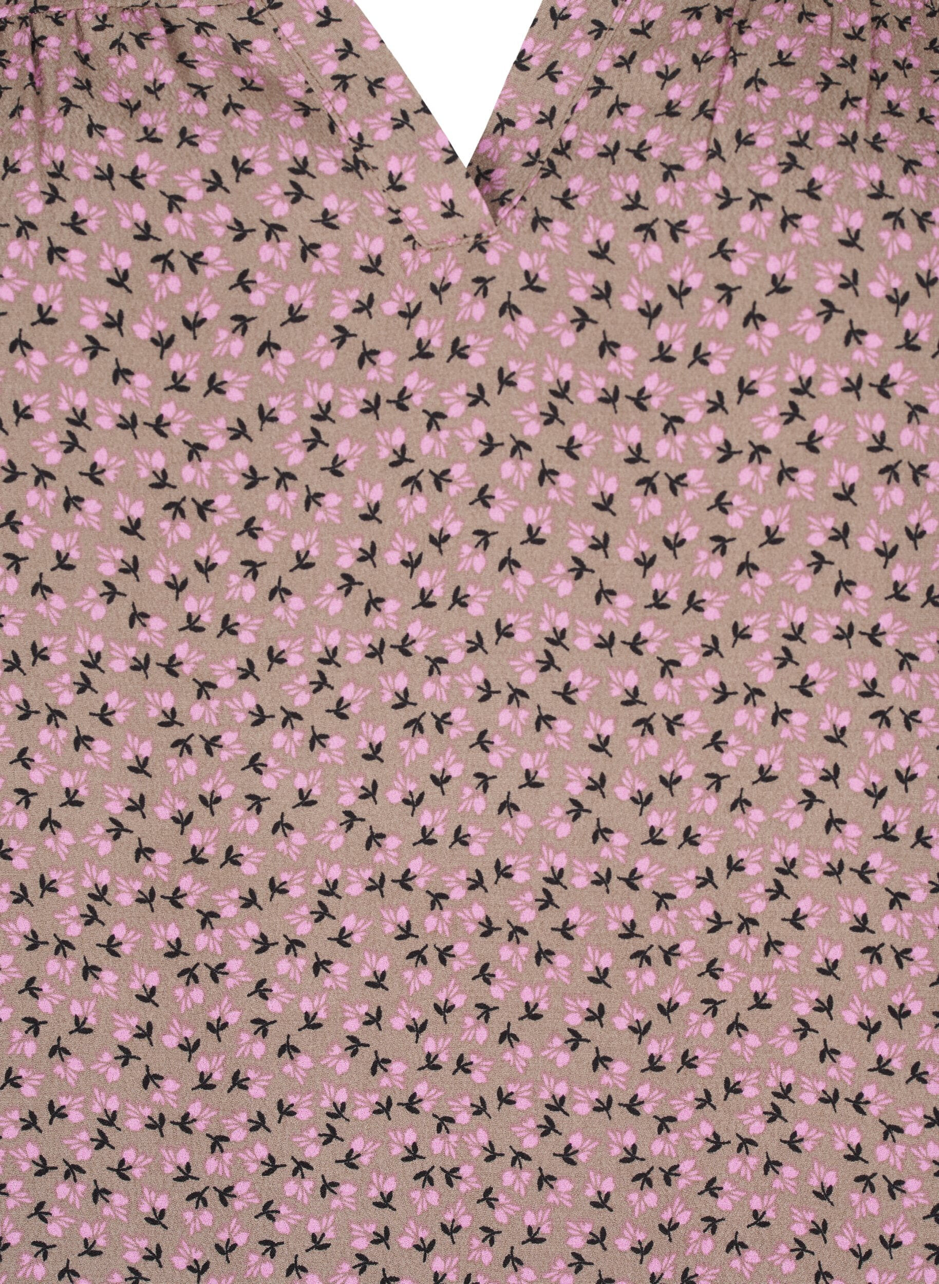 Zizzi Chemisier &agrave; manches longues avec imprim&eacute; floral et col en V, Marron, Packshot image number 2