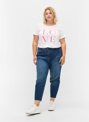 T-shirt en coton à manches courtes avec imprimé, Bright White LOVE, Model image number 2