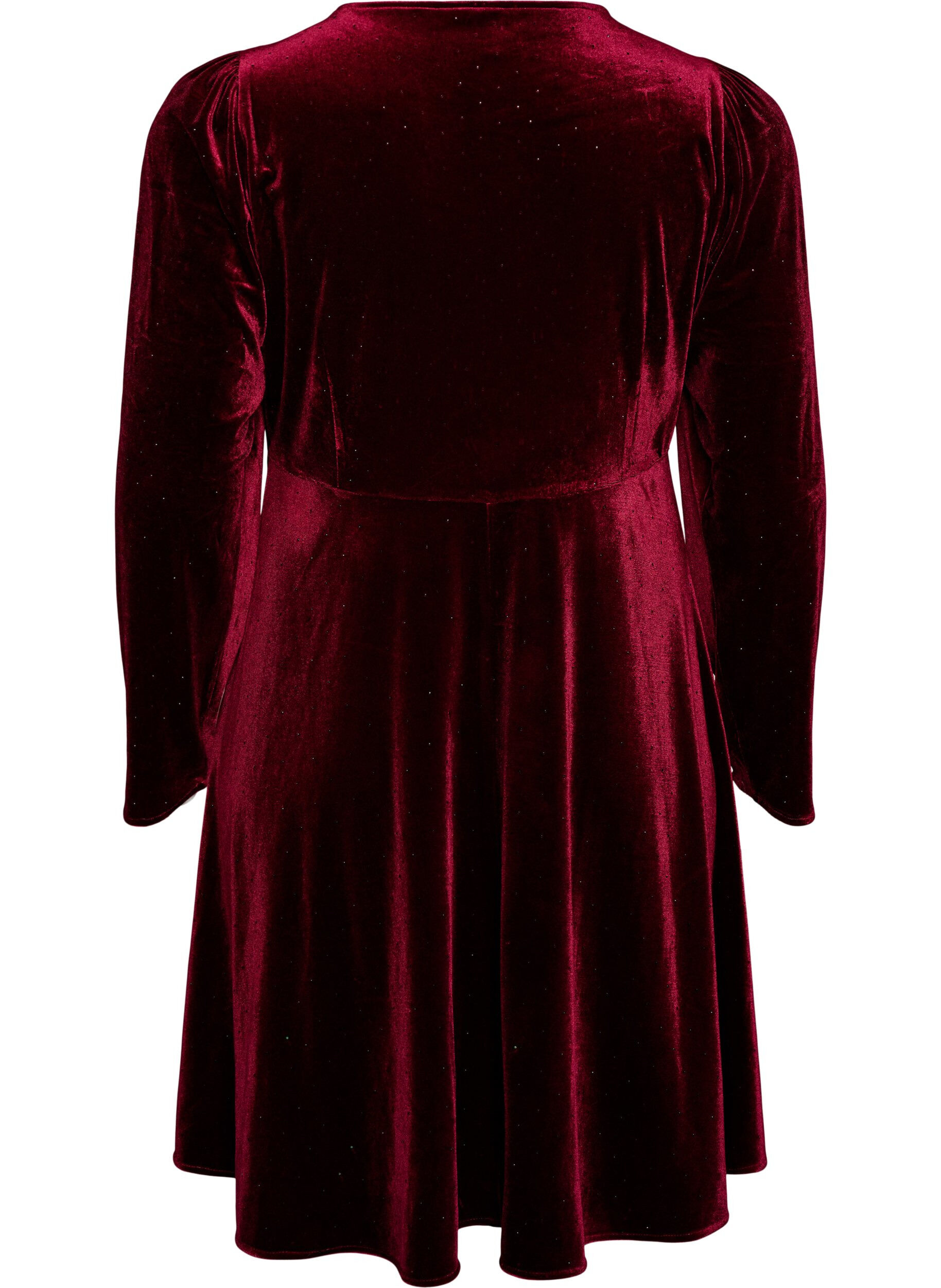 ZizziFluwelen jurk met strassteentjes en A-lijnvorm, Rood, Packshot image number 1